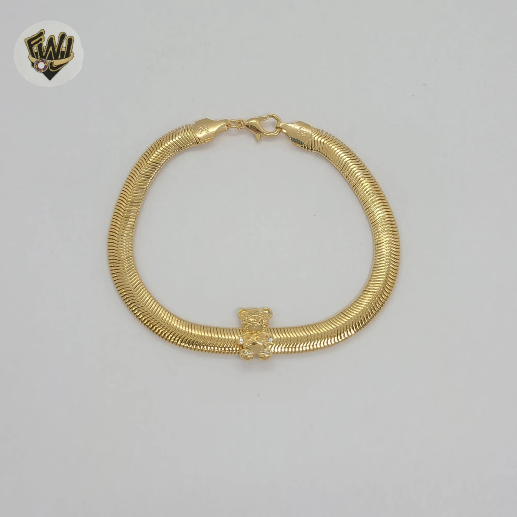 (1-0497-1) Gold Laminate - 6mm Teddy Bear Bracelet - 7.5 - BGF