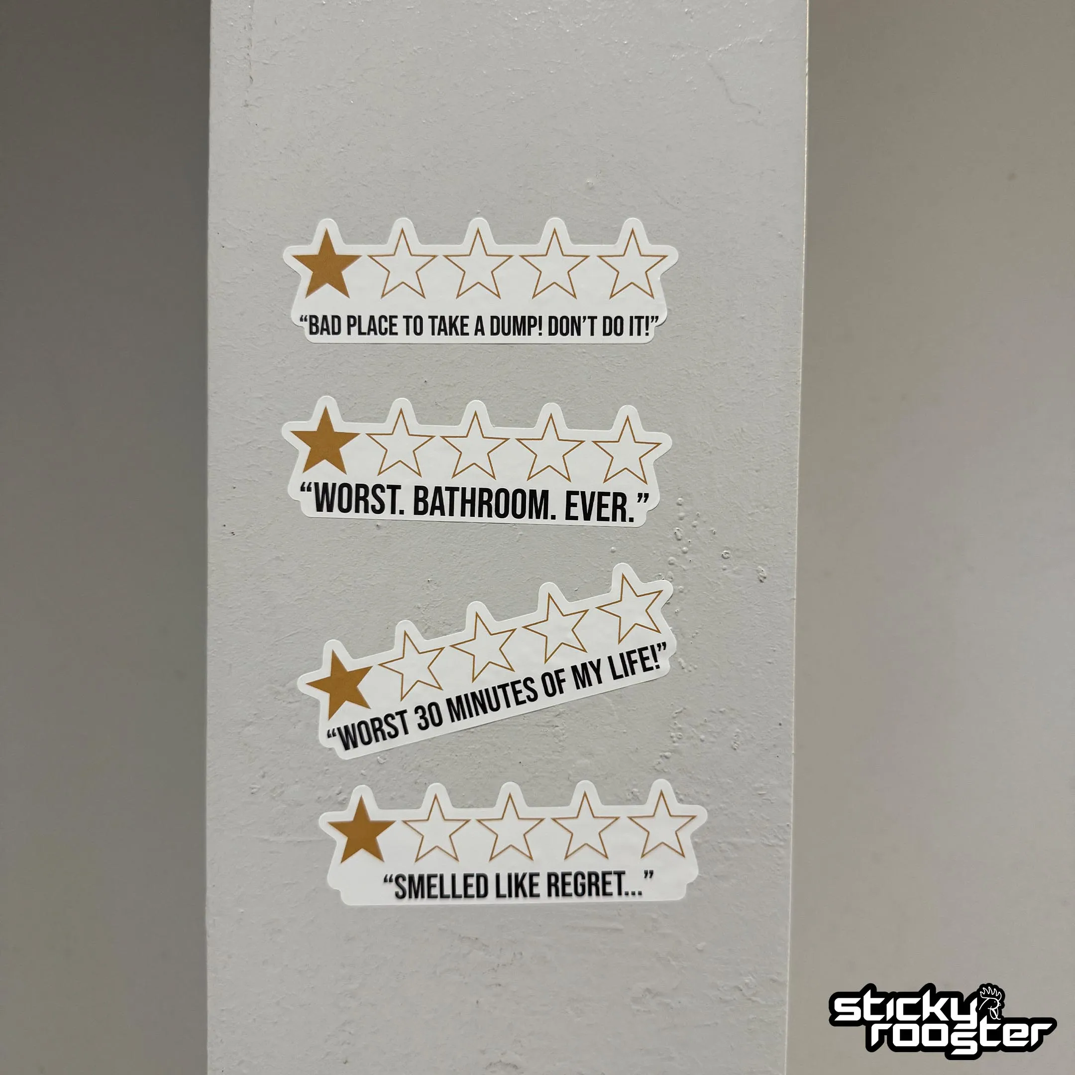 1 Star Bathroom Review stickers - 4 pack