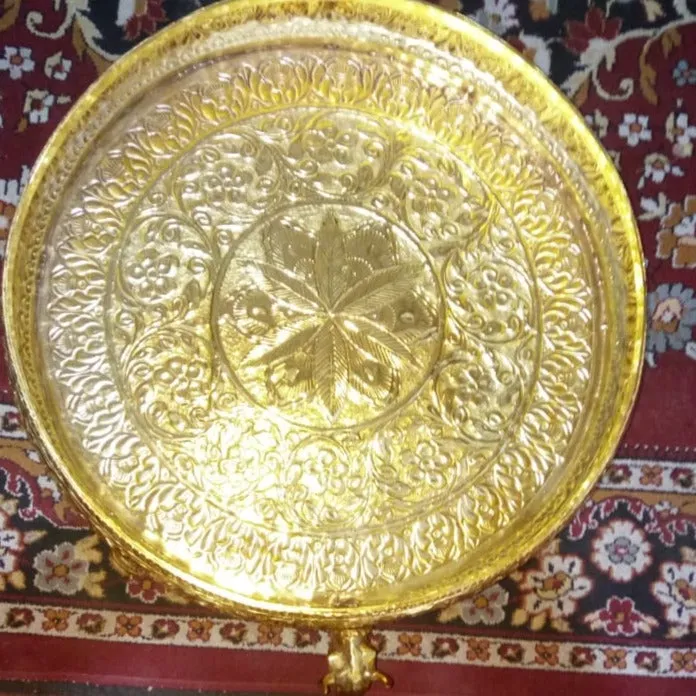 12 inches Big Size Gold plated Snan Patra with Gomukh Outlet for Abishekam of idols  ( 12 inches )-POSH001SPT