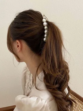 1pc Faux Pearl Decor Banana Clip