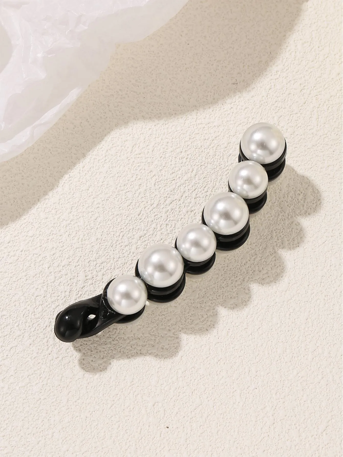 1pc Faux Pearl Decor Banana Clip