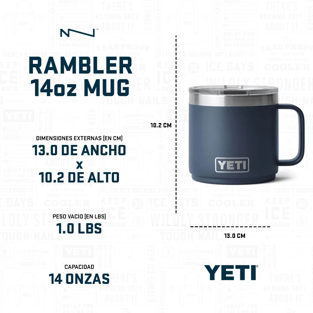 21071502197  TAZA RAMBLER 14oz MUG 2.0 TAPA MAGNETICA CHARCOAL MARCA YETI