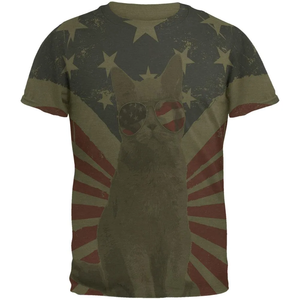 4th Of July Meowica America Patriot Cat Mens Soft T Shirt