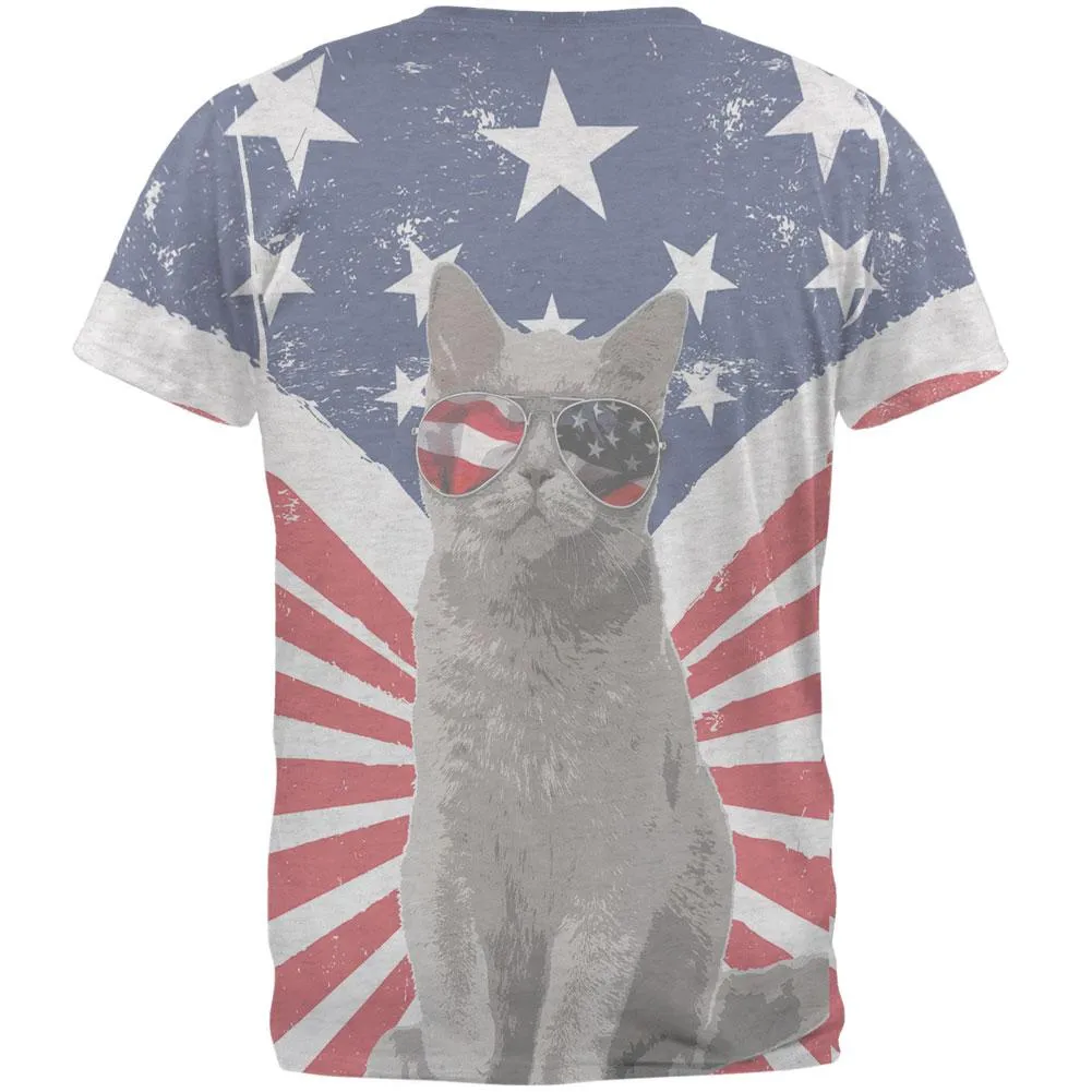 4th Of July Meowica America Patriot Cat Mens Soft T Shirt