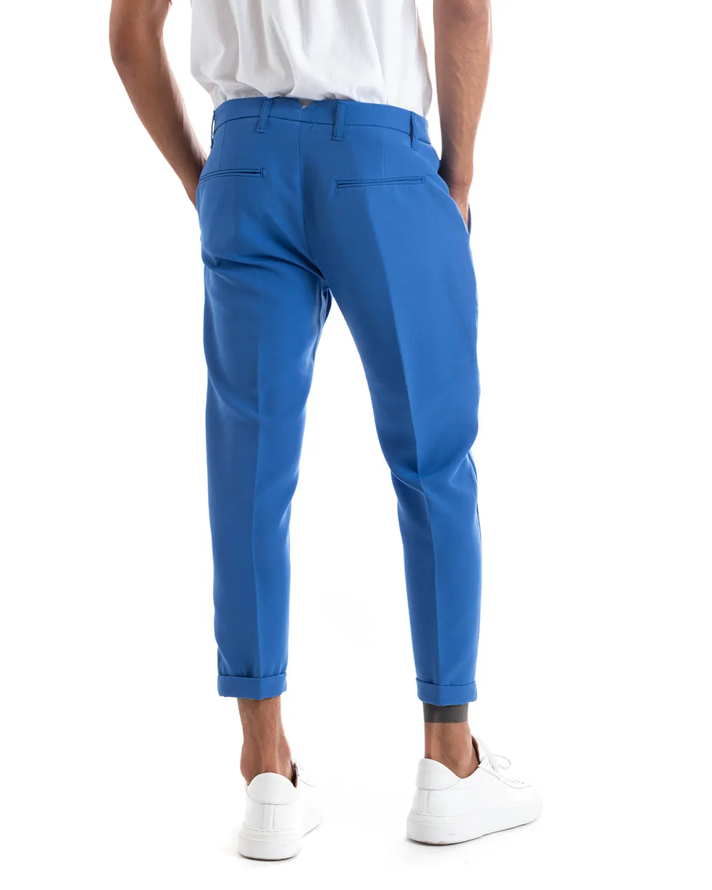 Abito Uomo Doppiopetto Vestito Viscosa Completo Giacca Pantaloni Blu Royal Sportivo Elegante Cerimonia GIOSAL-OU2163A