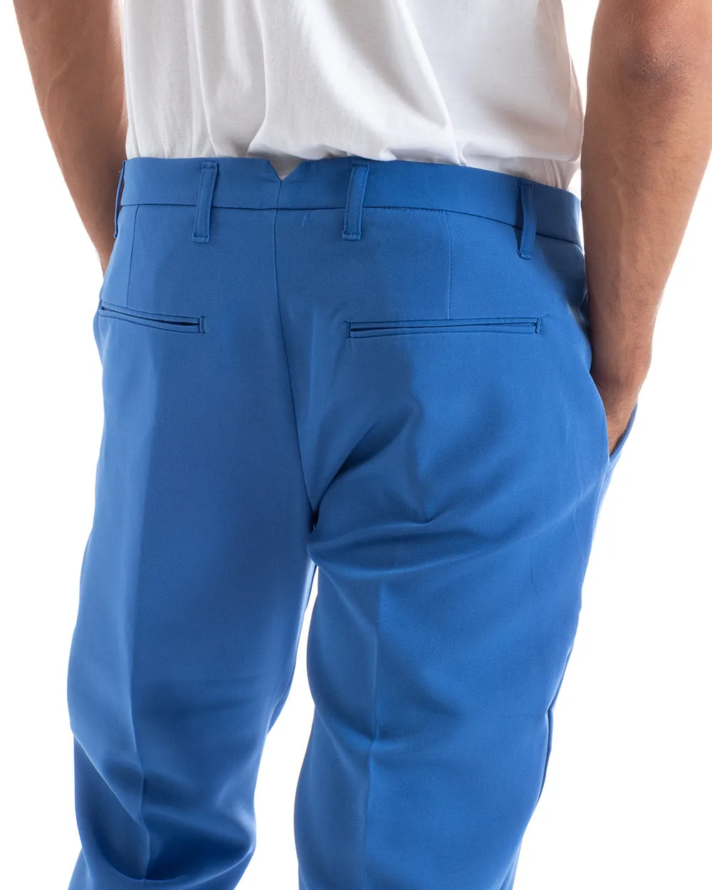 Abito Uomo Doppiopetto Vestito Viscosa Completo Giacca Pantaloni Blu Royal Sportivo Elegante Cerimonia GIOSAL-OU2163A