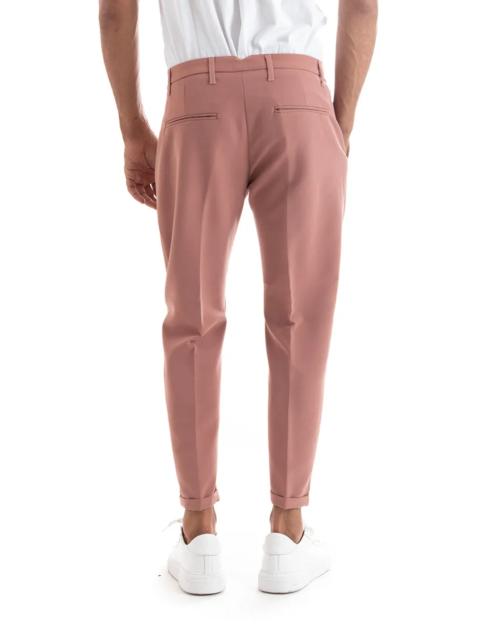 Abito Uomo Doppiopetto Vestito Viscosa Completo Giacca Pantaloni Rosa Elegante Cerimonia GIOSAL-OU2164A