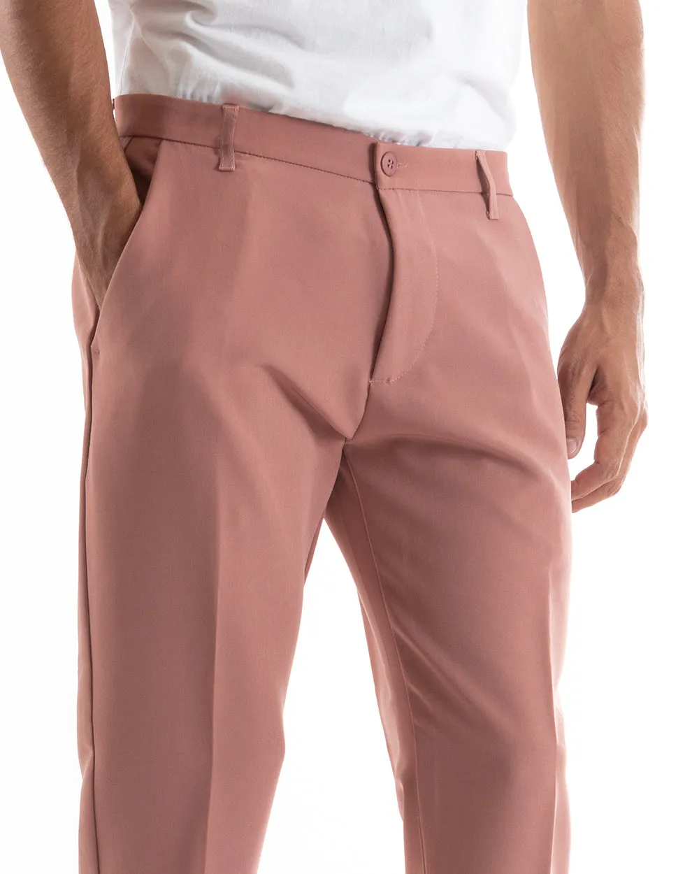 Abito Uomo Doppiopetto Vestito Viscosa Completo Giacca Pantaloni Rosa Elegante Cerimonia GIOSAL-OU2164A