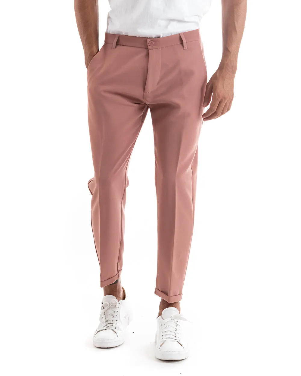 Abito Uomo Doppiopetto Vestito Viscosa Completo Giacca Pantaloni Rosa Elegante Cerimonia GIOSAL-OU2164A