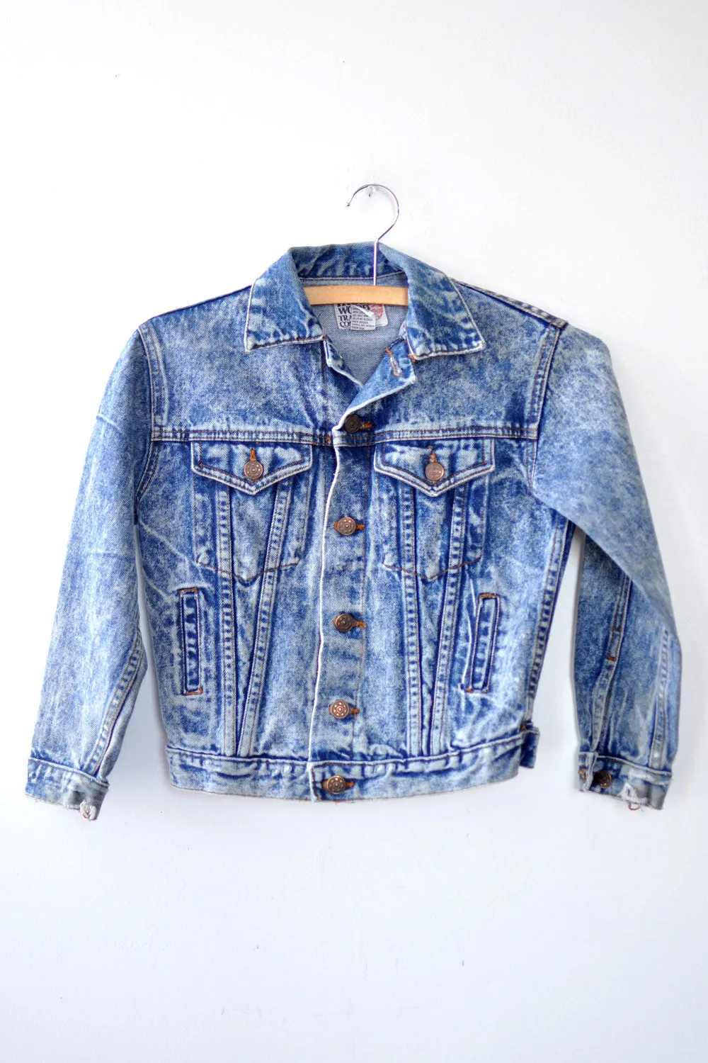 Acid Wash Shrunken Denim Jacket XS