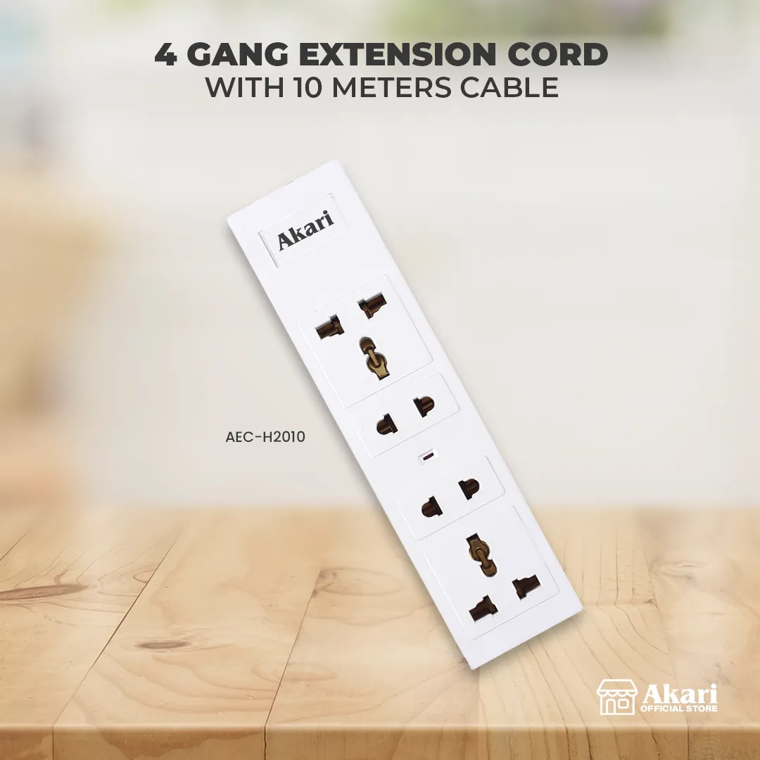 Akari 4 Gang With 10 Meters Cable Extension cord (AEC-H2010)