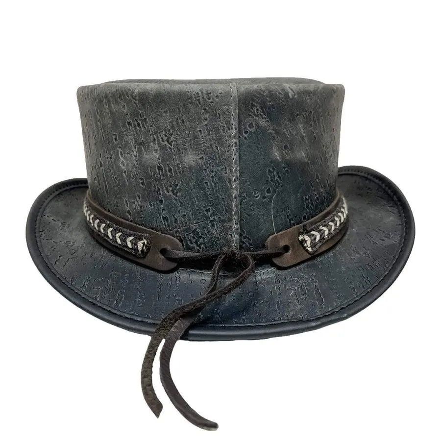 American Hat Makers Asphalt Leather Teleport Top Hat