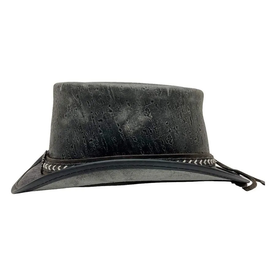 American Hat Makers Asphalt Leather Teleport Top Hat