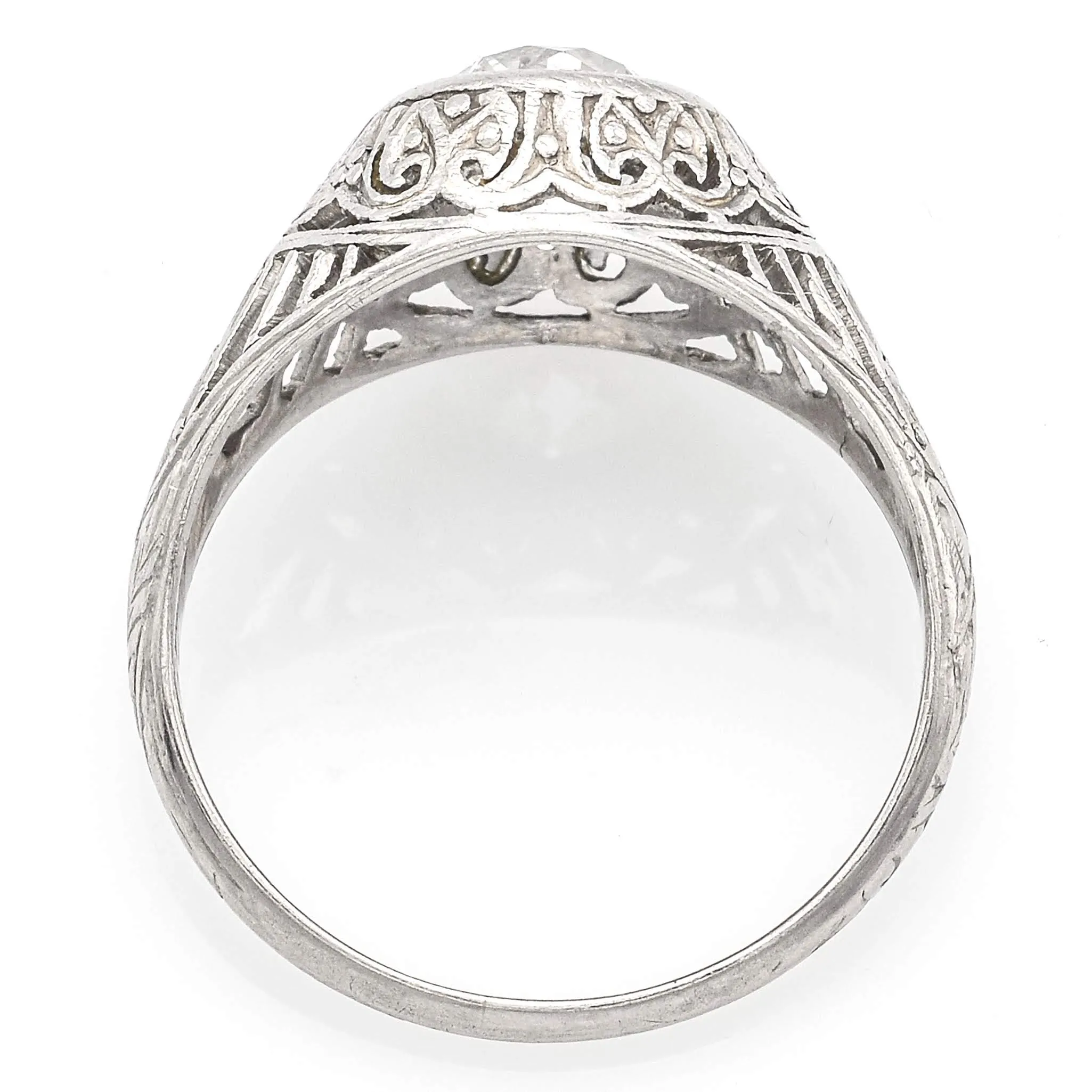 Antique Platinum 1.40 Ct Euro Cut Diamond Art Deco Band Ring