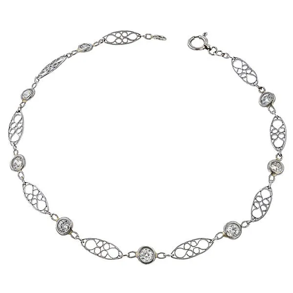 Art Deco Fancy Link Chain Diamond Bracelet