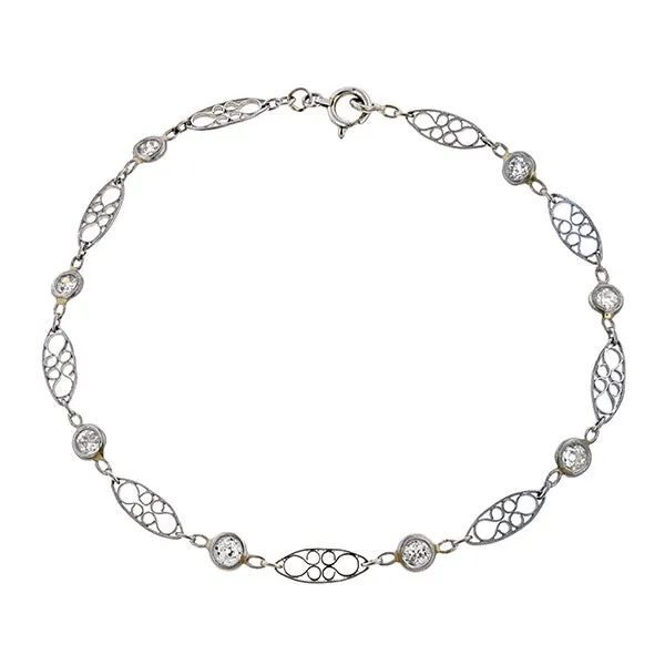 Art Deco Fancy Link Chain Diamond Bracelet