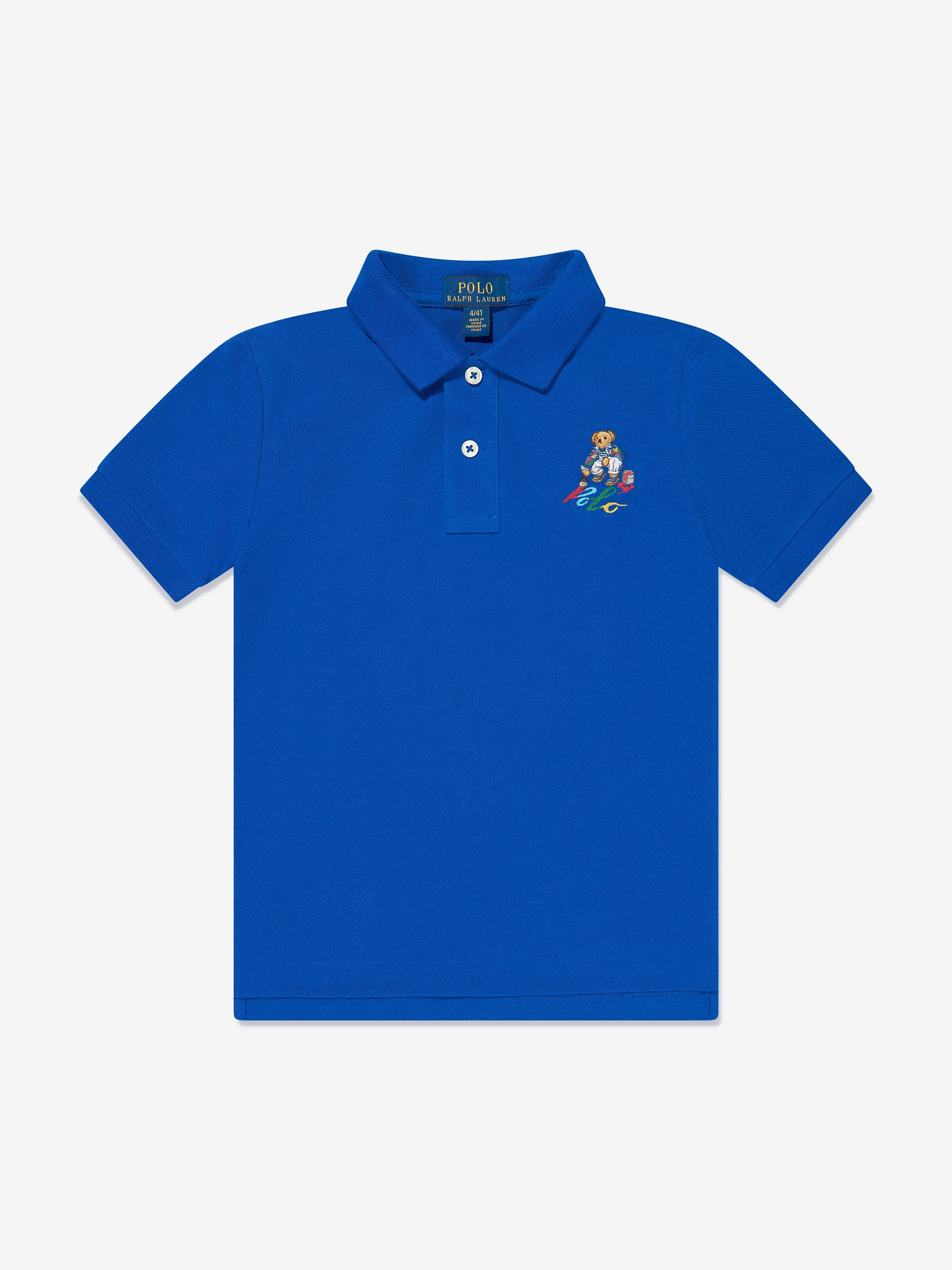 Baby Boys Bear Polo Shirt in Blue