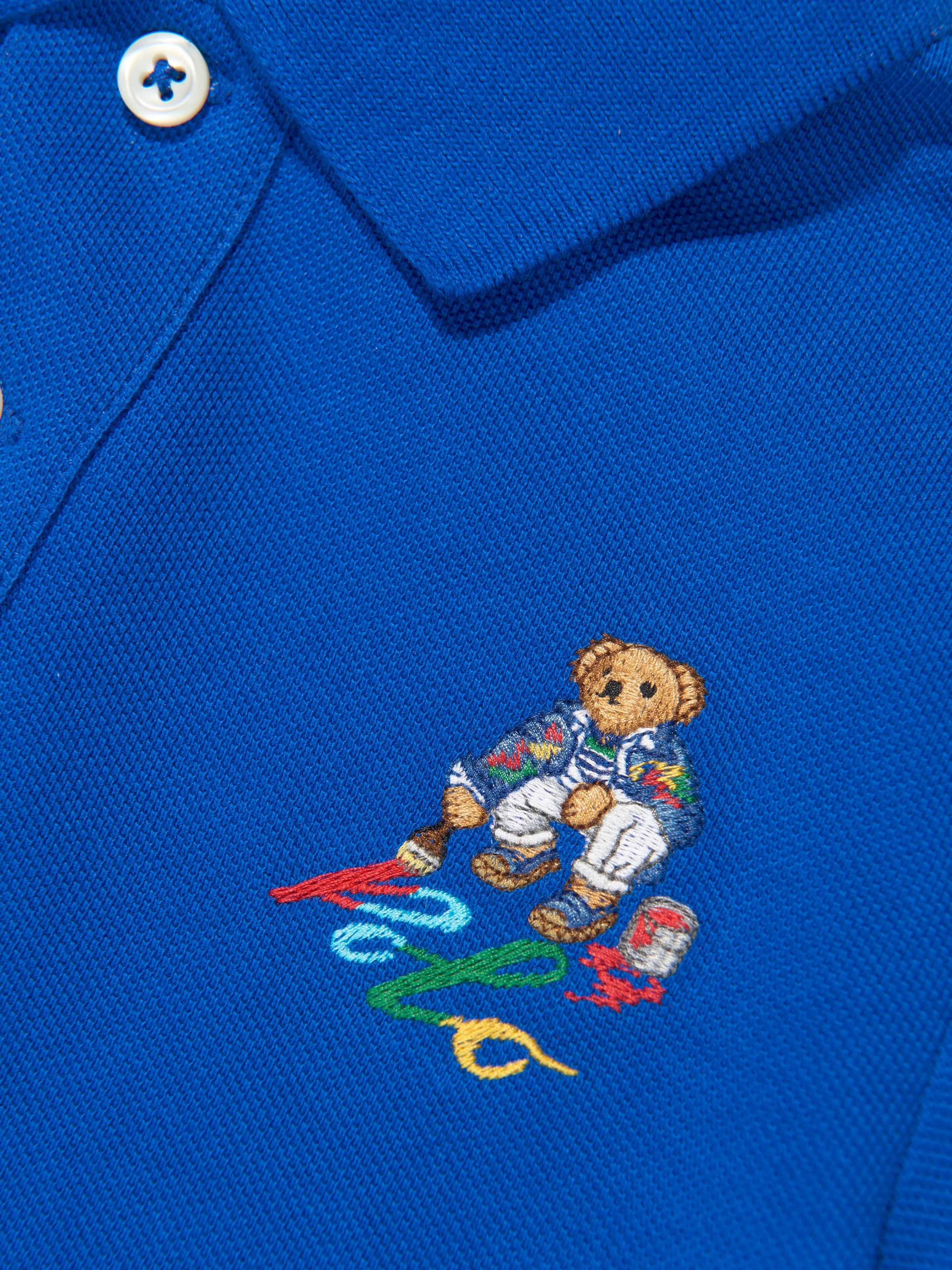 Baby Boys Bear Polo Shirt in Blue