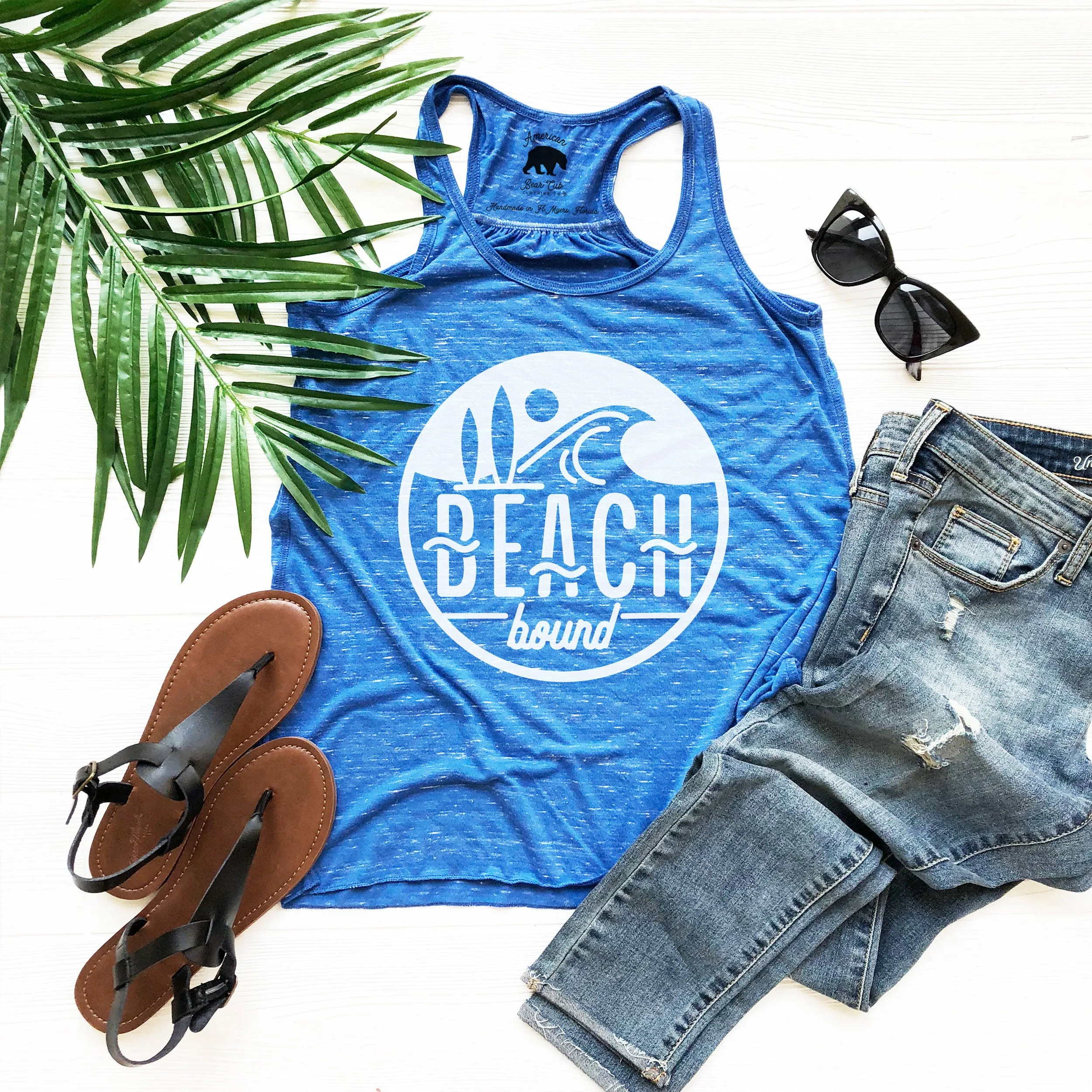 Beach Bound Circle flowy racerback tank tops - light or dark artwork