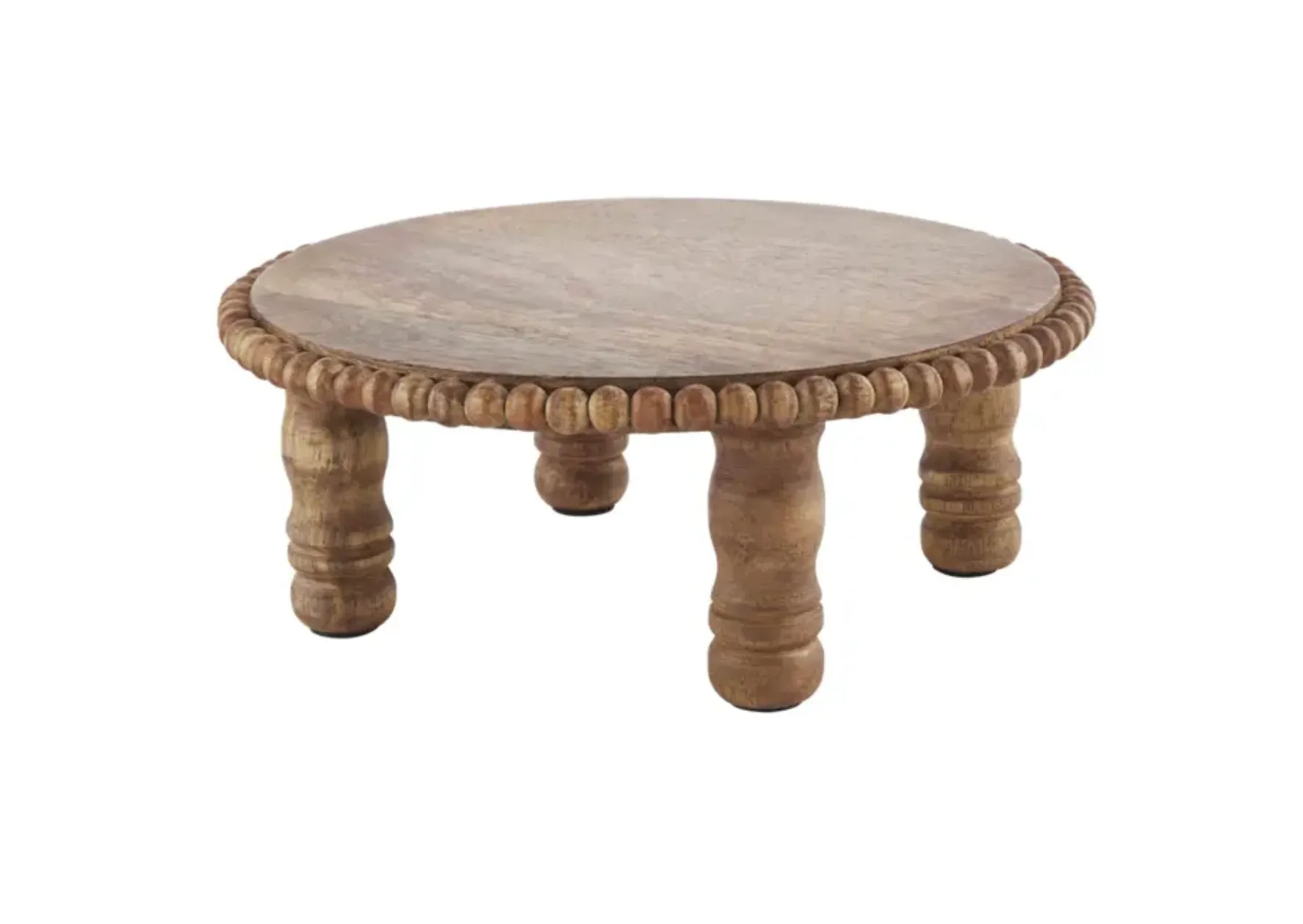 Beaded Natural Wood Pedestal