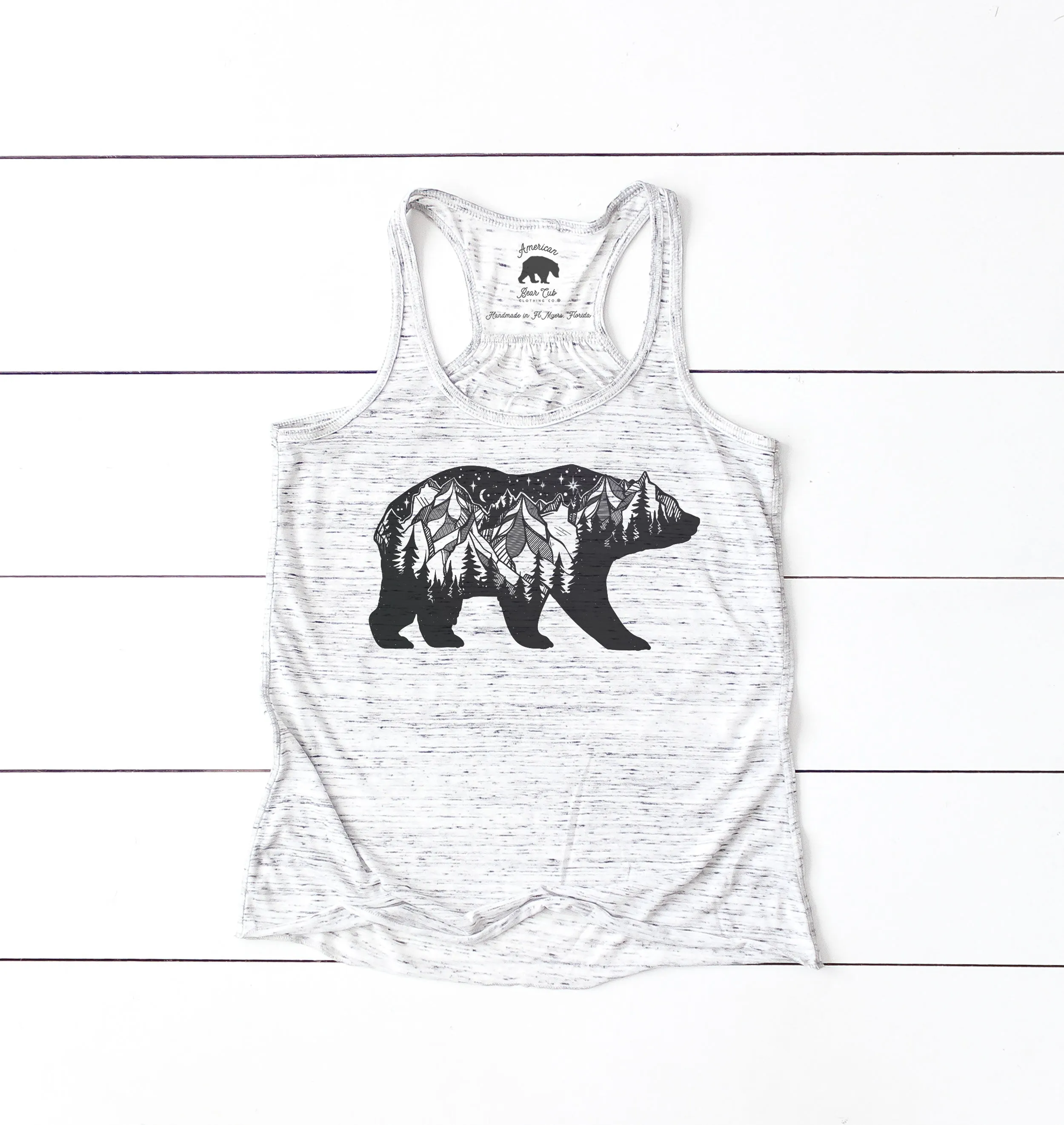 Bear Mountain flowy racerback tank tops