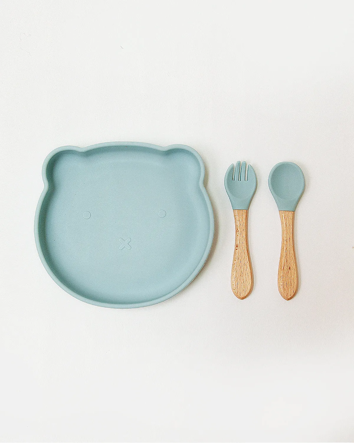 Bear Shaped Meal Set   Cutlery - sky blue