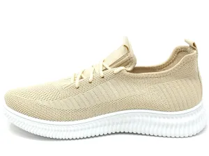 Beige Pull-on elasticated Trainer