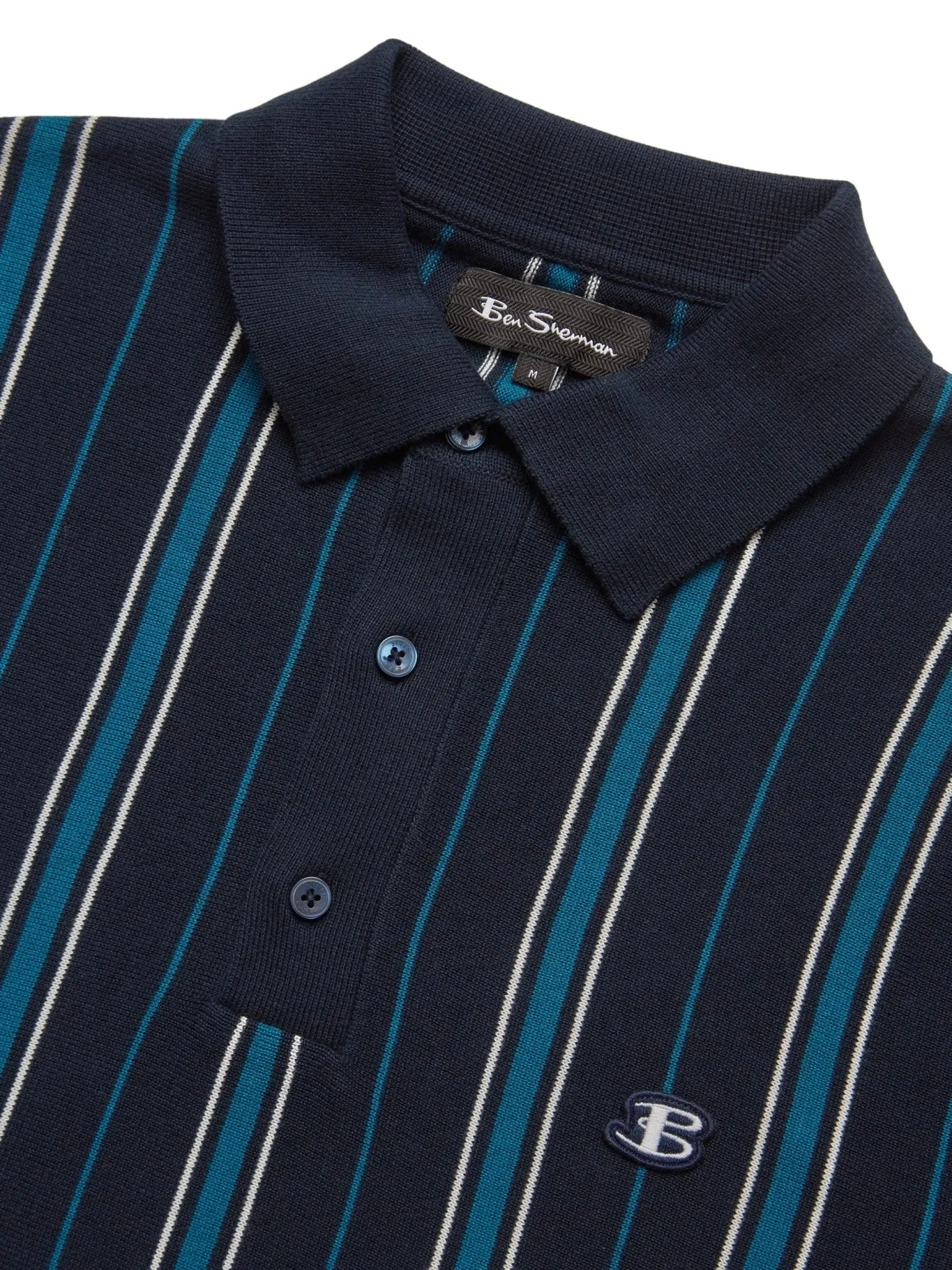 Ben Sherman Mens All Over Stripe Knit Polo Shirt