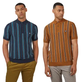 Ben Sherman Mens All Over Stripe Knit Polo Shirt