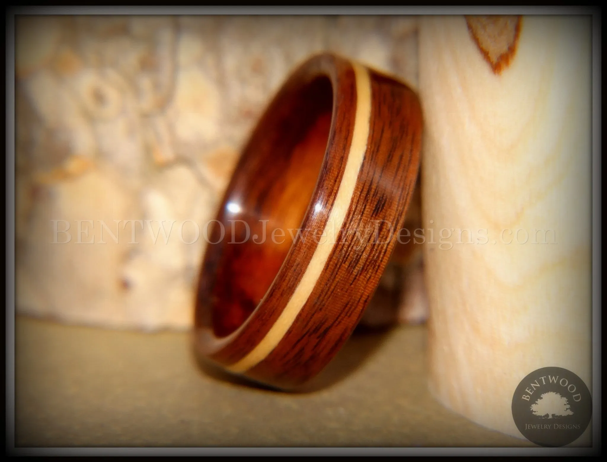 Bentwood Ring - S. American Rosewood with N. American Maple Inlay