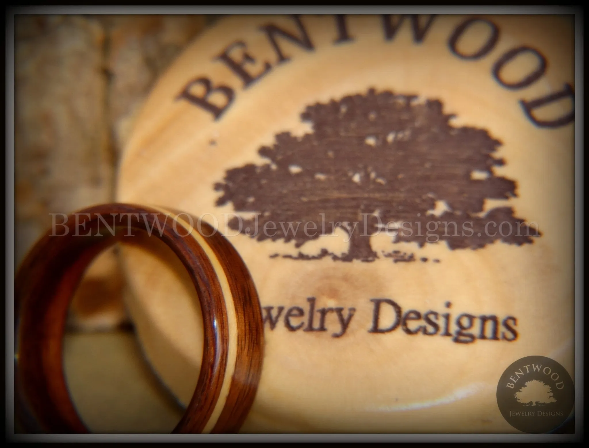 Bentwood Ring - S. American Rosewood with N. American Maple Inlay