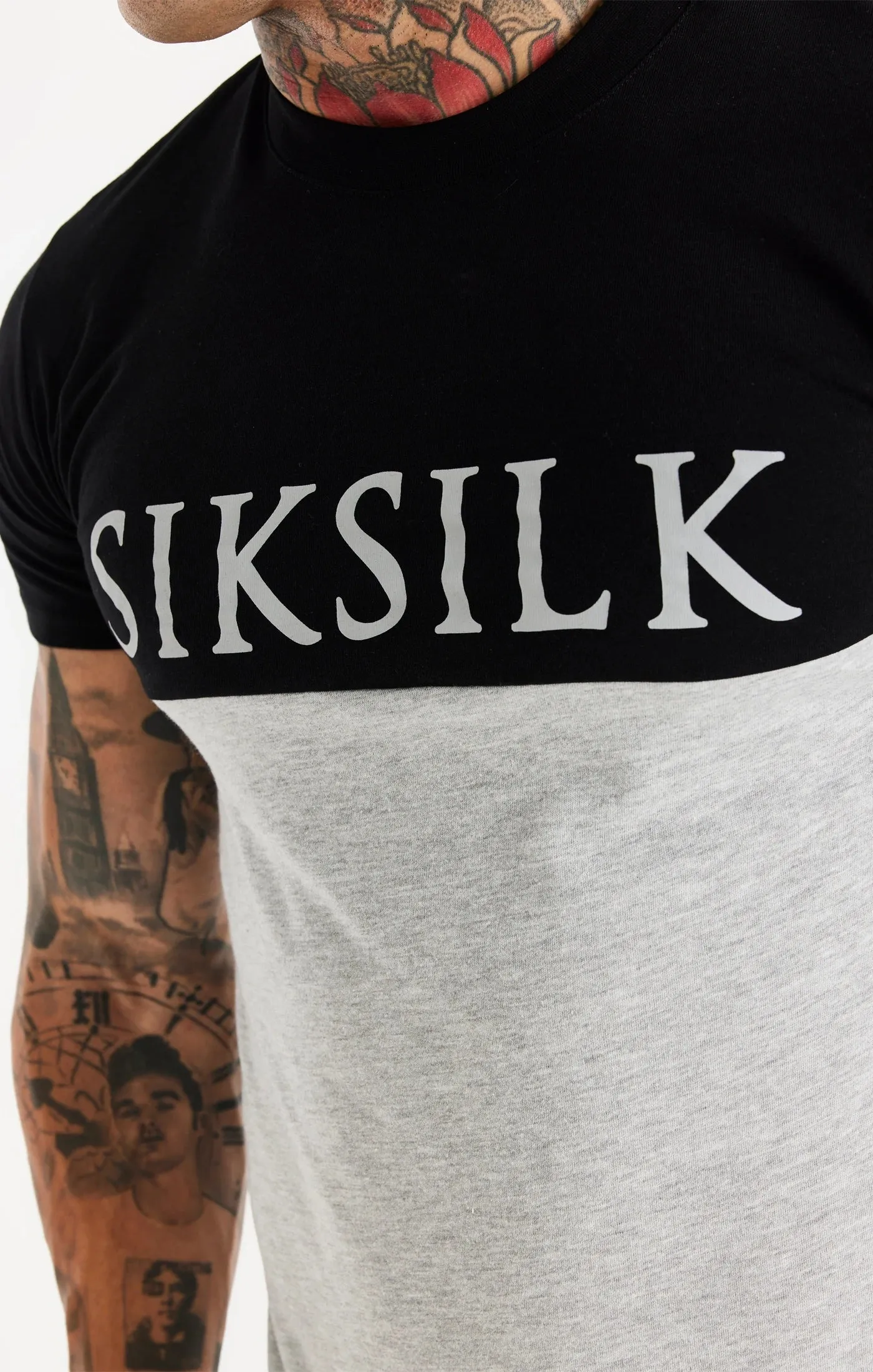 Black Cut And Sew Muscle Fit T-Shirt