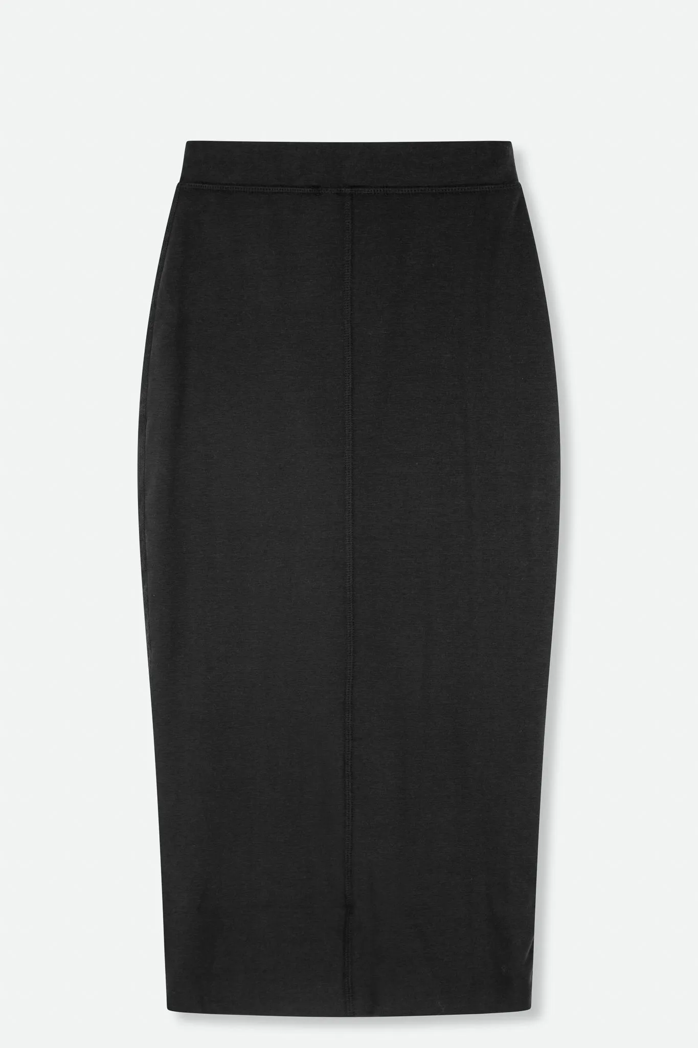 BLACK LONG PULL ON SKIRT IN PIMA COTTON STRETCH - FINAL FEW IN SIZE 2