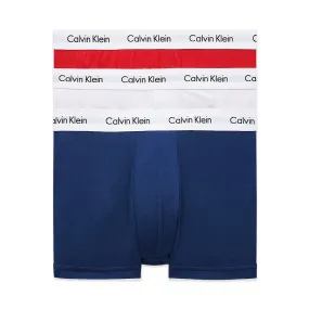 Calvin Klein Low Rise Cotton Stretch Trunks - White/Red/Blue