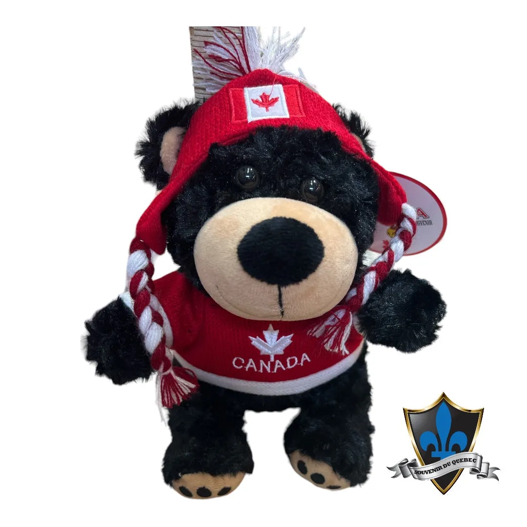 Canadian plush Bear With Canada Flag Sweater.