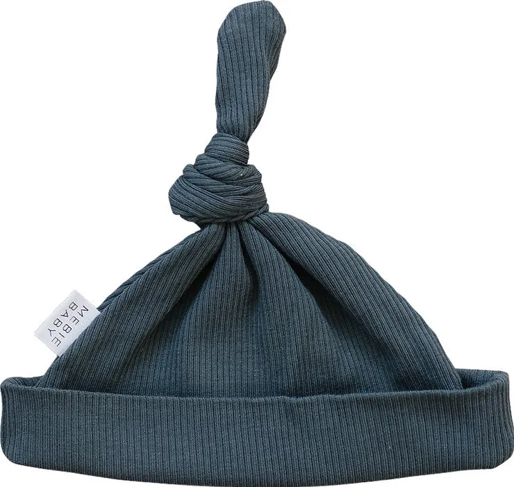 Charcoal Organic Ribbed Newborn Knot Hat