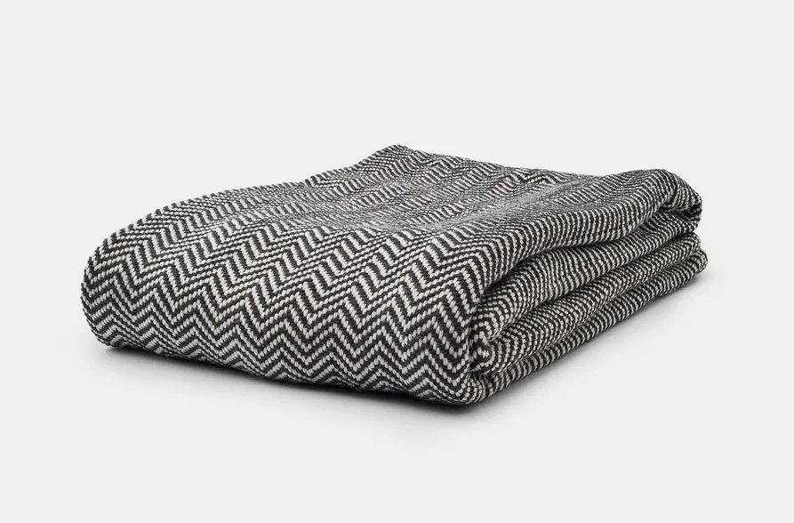 Chevron Wool Throw Blanket  by American Blossom Linens - Made in USA