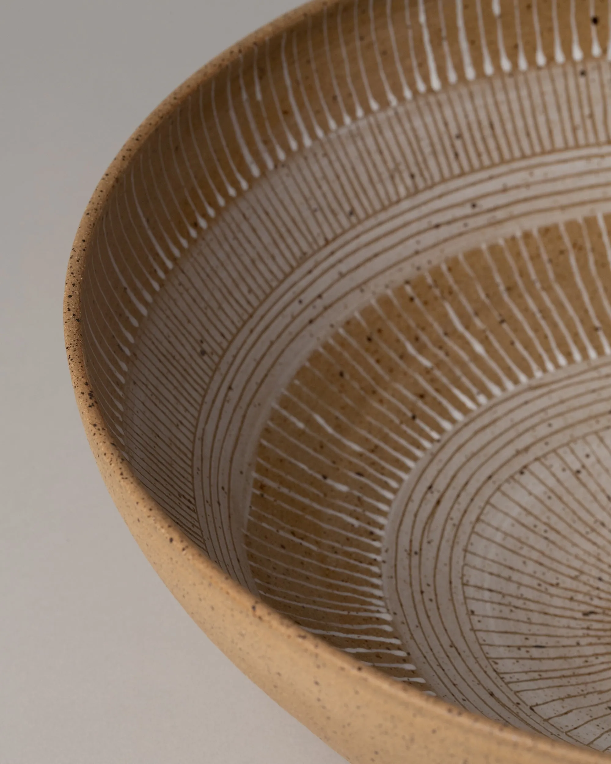 Circular Striped Serving Bowl