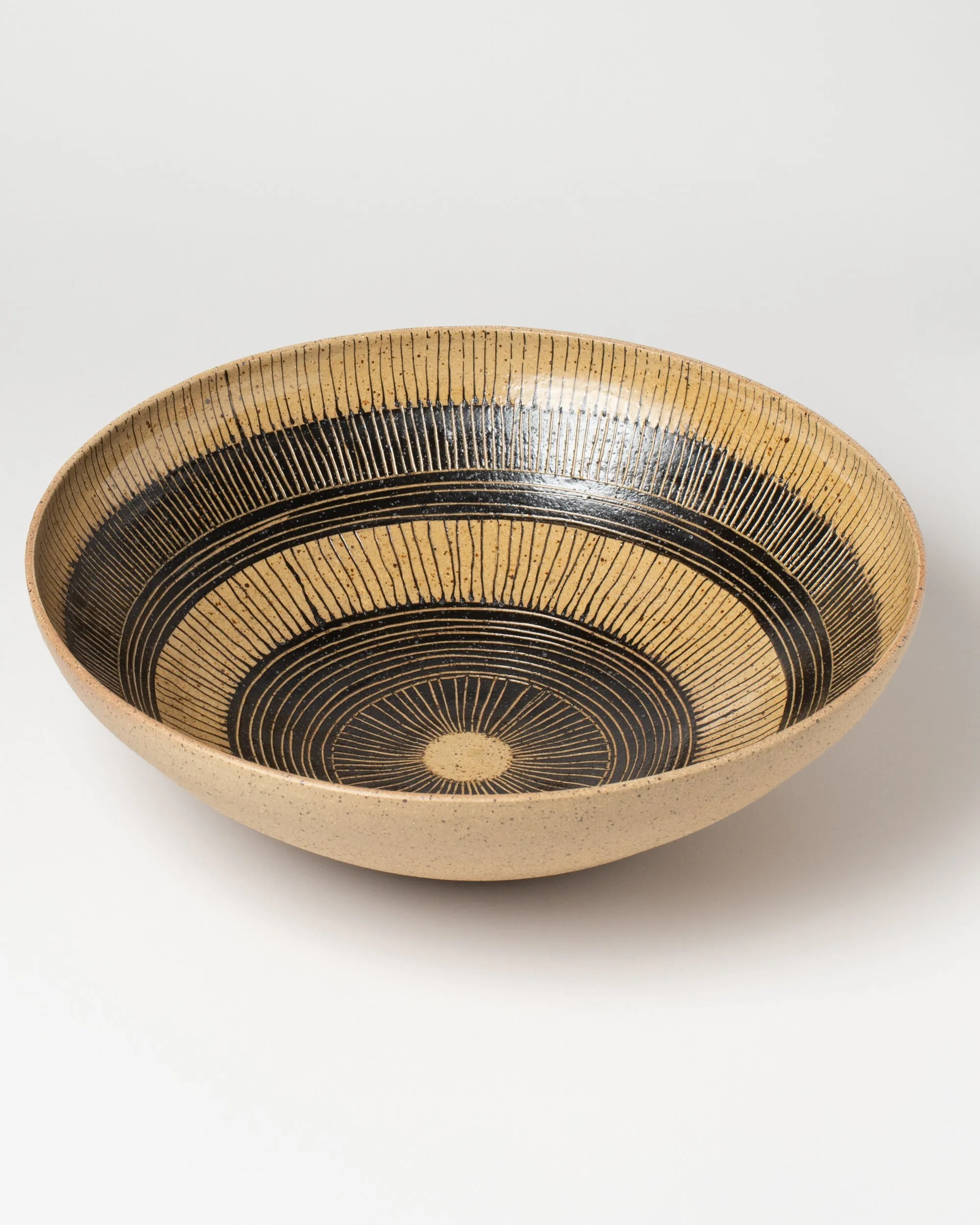 Circular Striped Serving Bowl