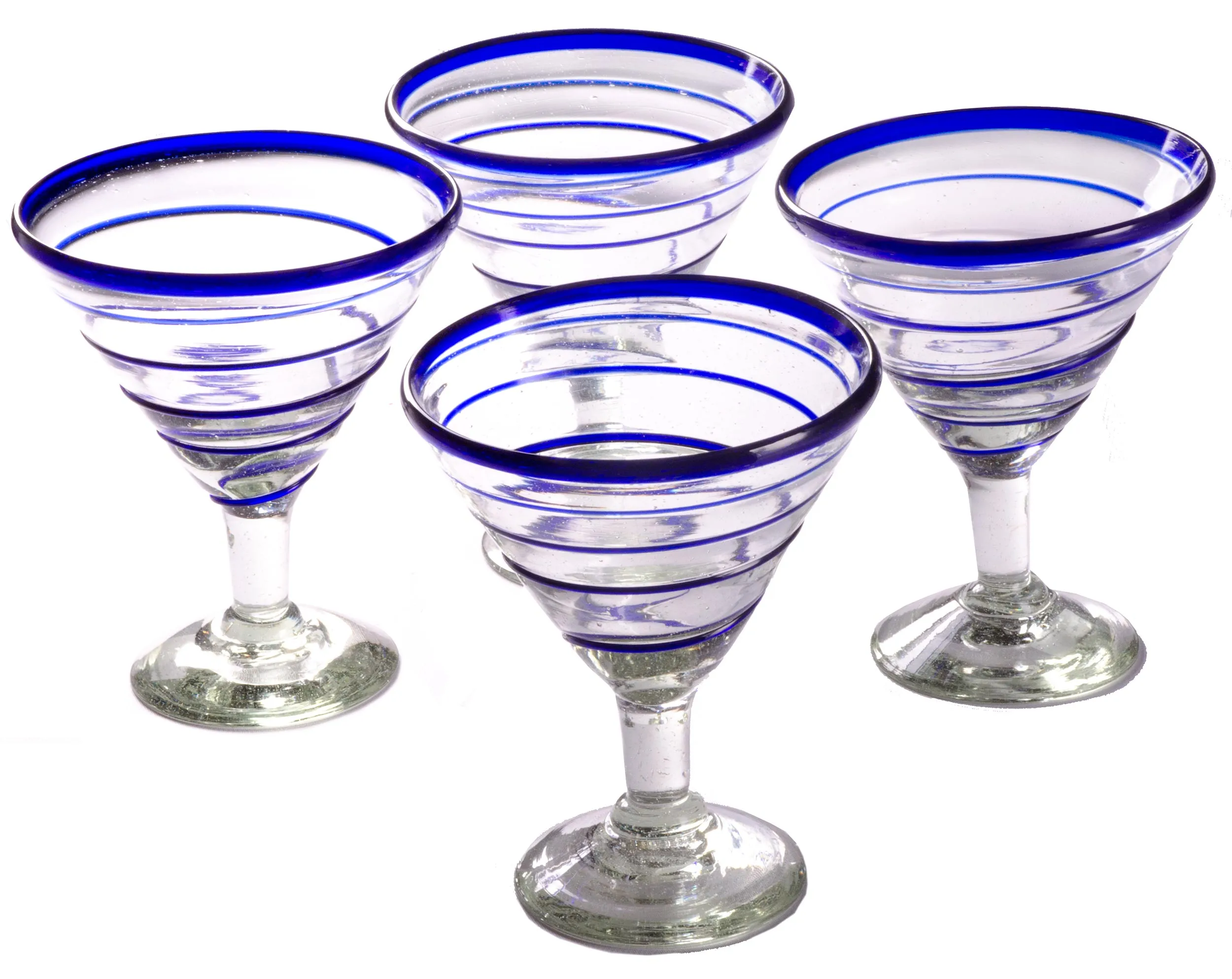 Cobalt Blue Spiral Margarita/Martini - 12 oz - Set of 4