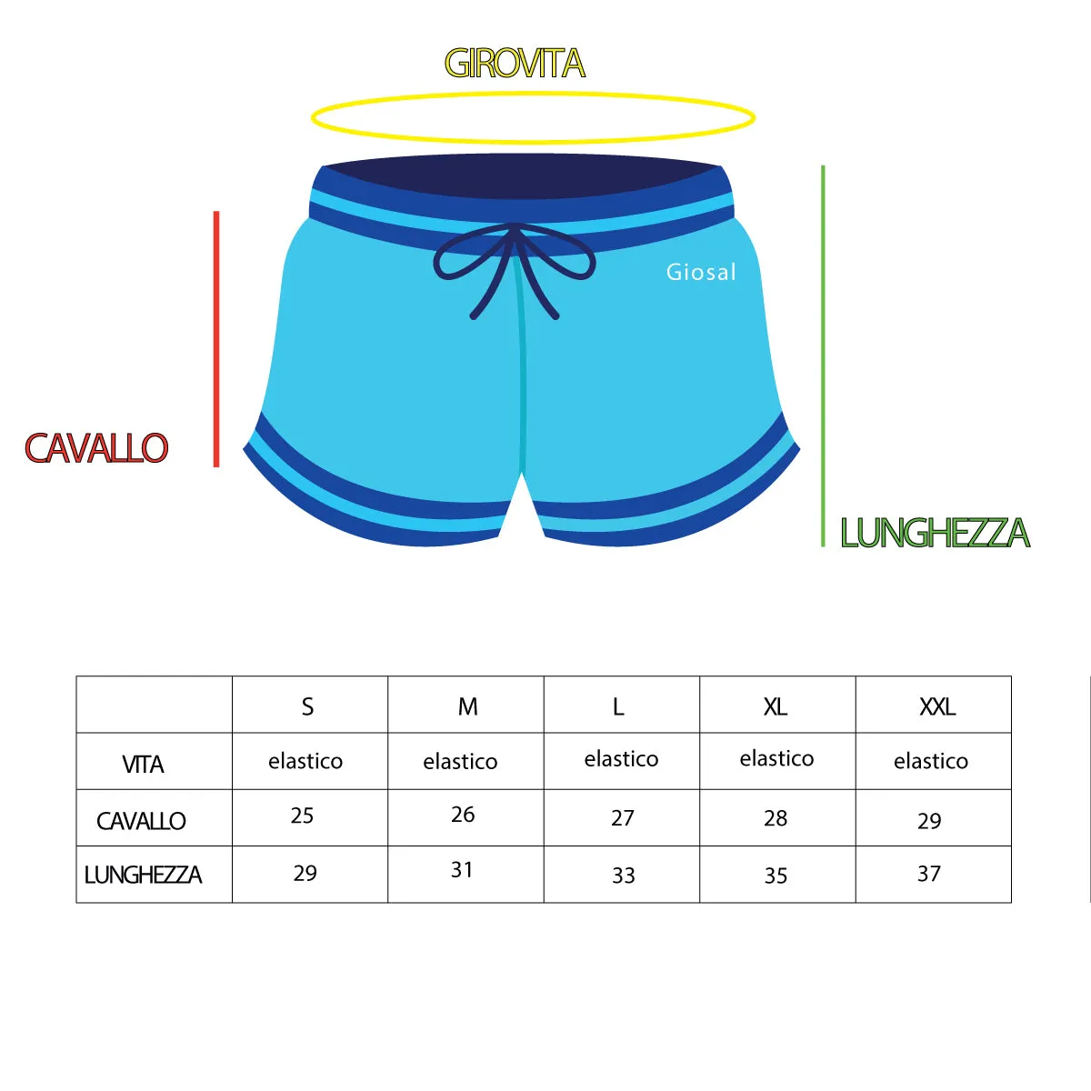 Costume Da Bagno Uomo Boxer Nero Tinta Unita Elastico Coulisse Tasche GIOSAL-SU1150A