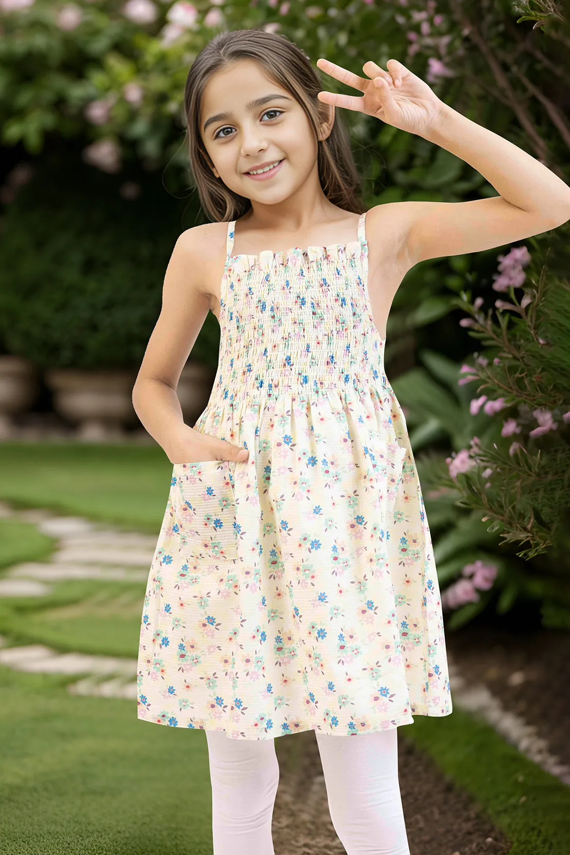 Cotton Dobby Stitched Printed Smock Frock