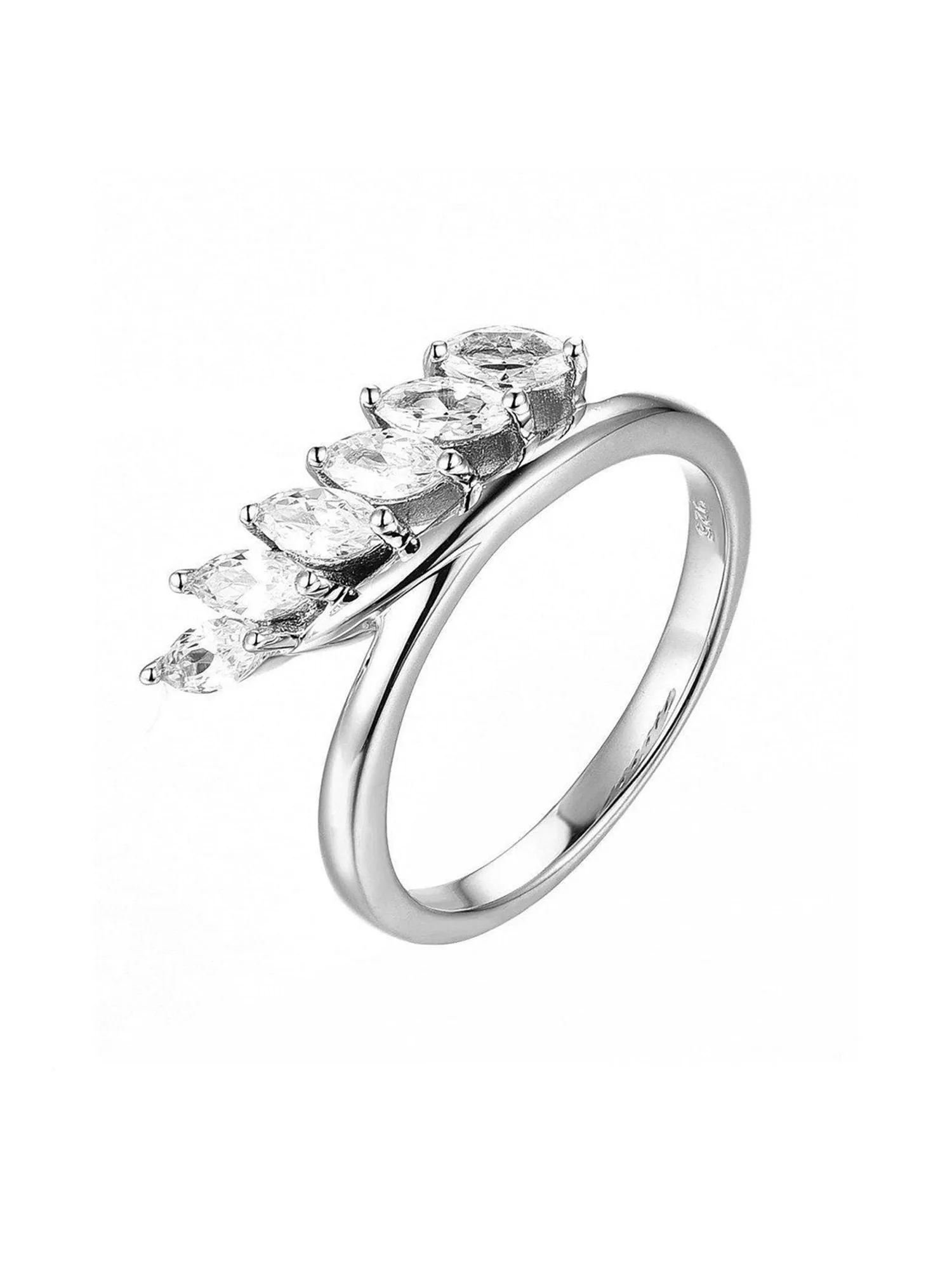 Deal Of The Month - 1 Carat Marquise Six Stone Silver Ring