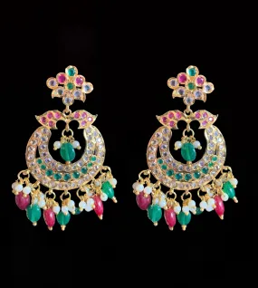 DER137 Nidhi Hyderabadi Chandbali -ruby emerald   ( SHIPS IN 4 WEEKS )