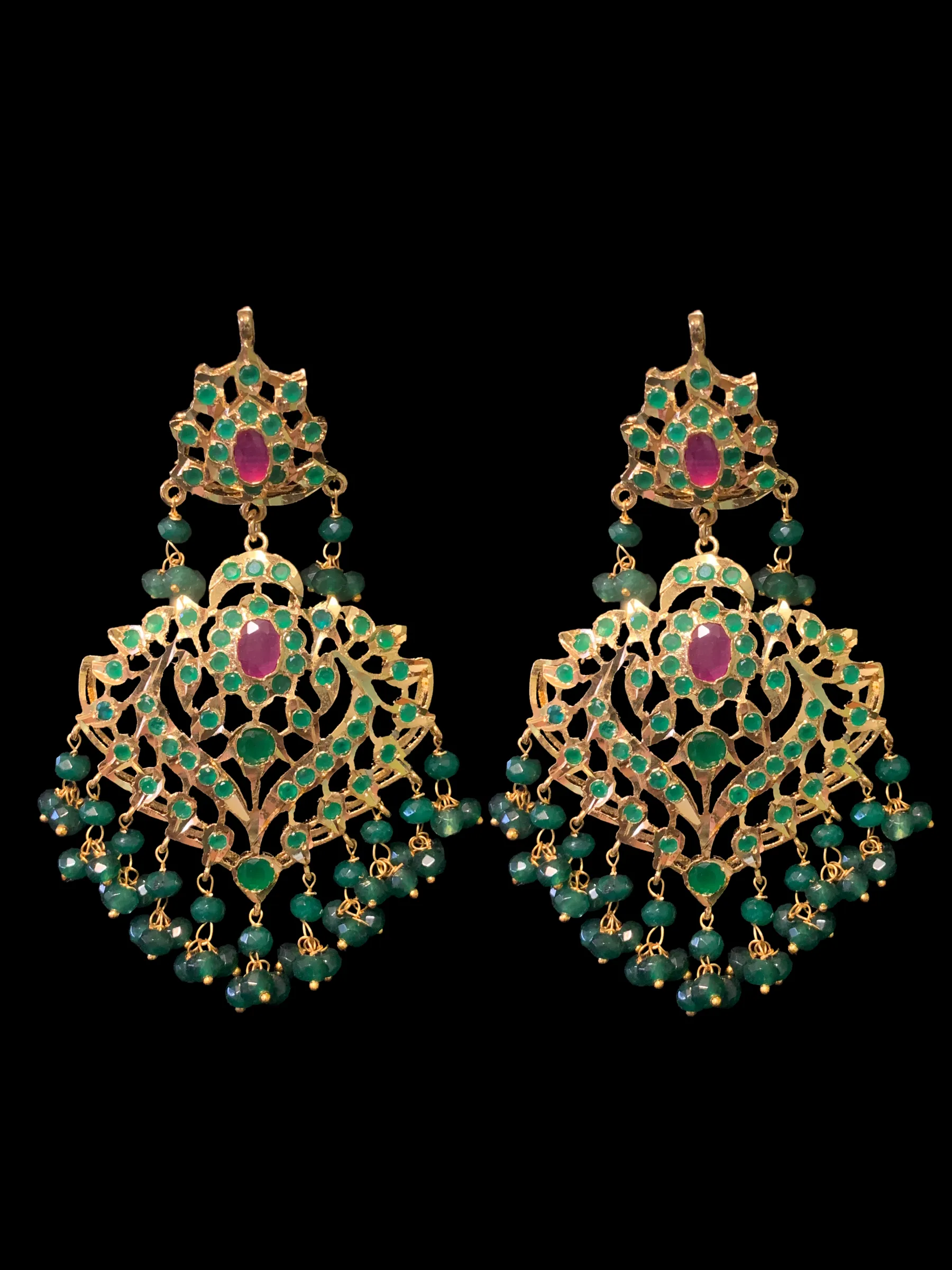 DER391 Ekta ruby emerald earrings ( SHIPS IN 2 WEEKS   )