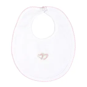 Double Roses Heart Embroidery Bib | Baby Girl