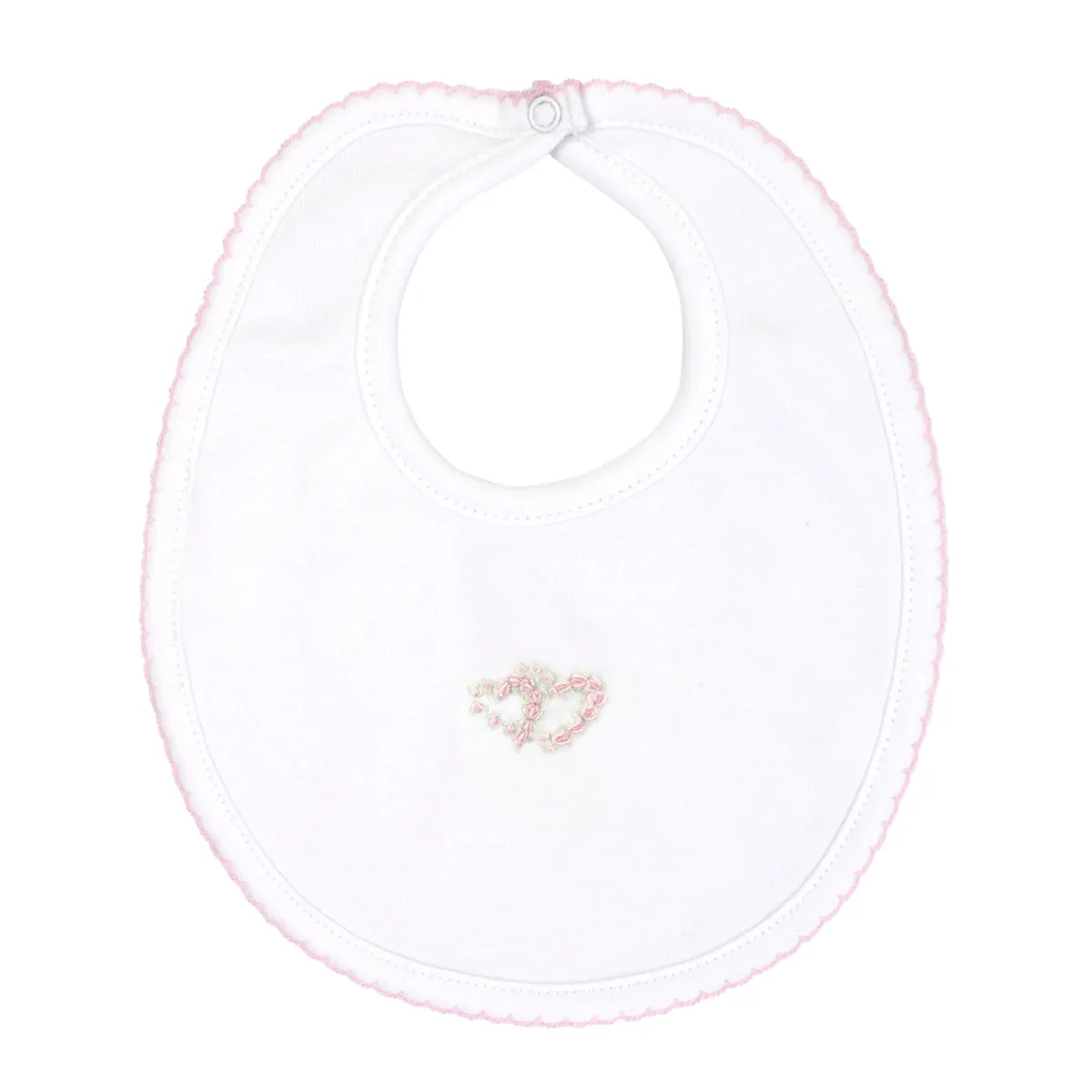 Double Roses Heart Embroidery Bib | Baby Girl