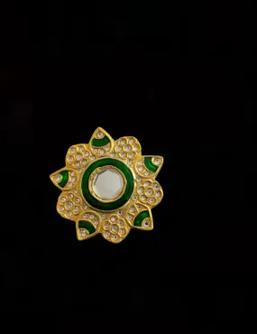 Dua arsi with meenakari ring - green  ( SHIPS IN 4 WEEKS  )