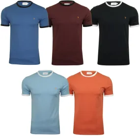 Farah Mens Crew Neck T-Shirt 'Groves Ringer Tee' - Short Sleeved