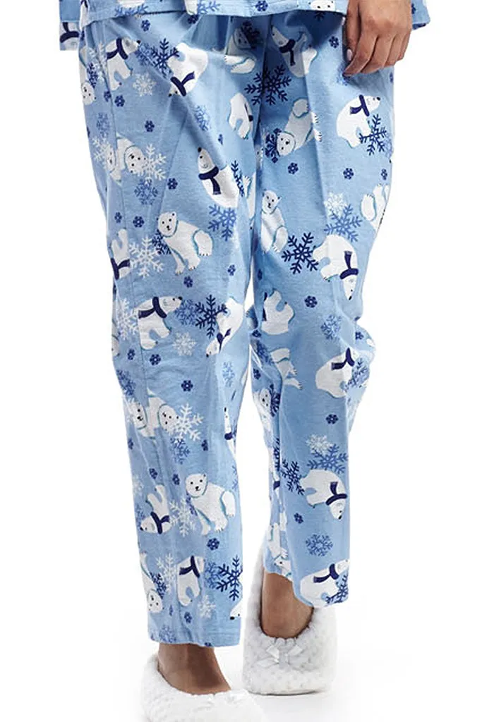 Flannel Polar Bear Plus Size Pajama Set